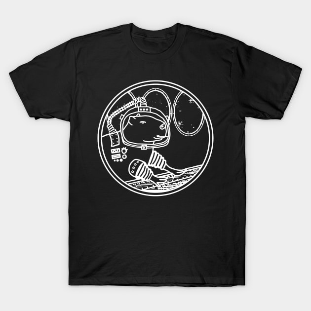 Space Astronaut Capybara in Sci Fi Spaceship T-Shirt by ellenhenryart